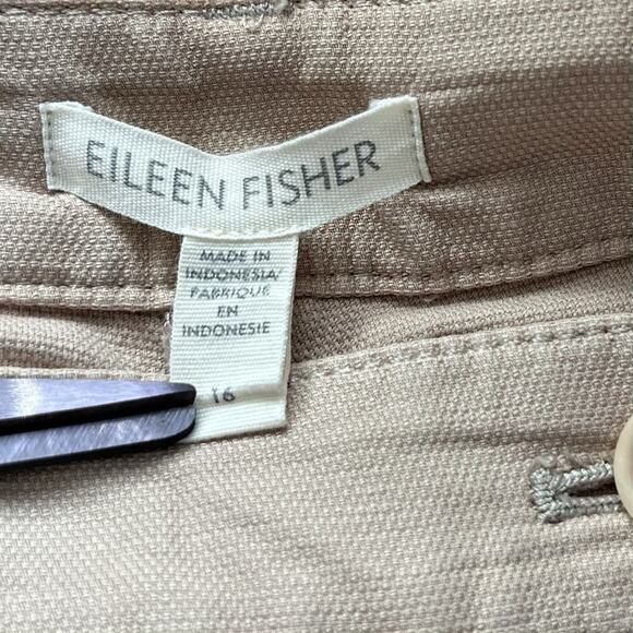 Eileen Fisher Cotton Hemp Cropped Straight Leg Pants Size L Tan Career Neutral - Picture 7 of 8